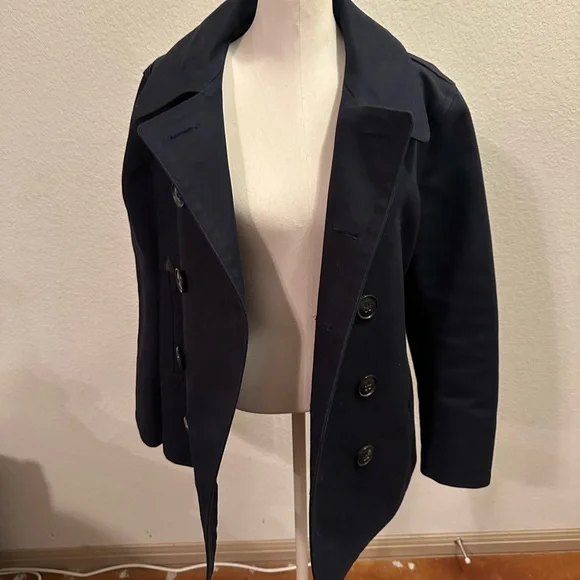 Burberry Blue Double Breasted Peacoat with Wide Lapel - Picture 11 of 11